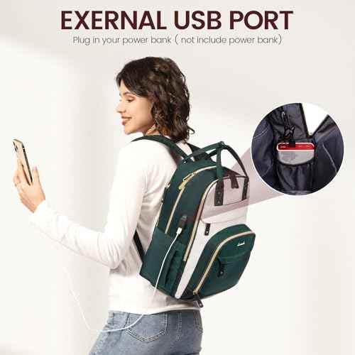 LOVEVOOK Backpack for Women,Laptop Backpack Women,Fits 18 Inch Laptop Bag,School Backpacks,Fashion Travel Work Anti-theft Bag,Waterproof Business Computer College Backpack Purse,Beige-Green-Black