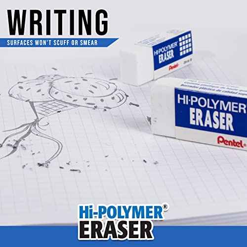 Pentel Hi-Polymer Block Eraser Small White, Pack of 4 (ZEH05BP4)