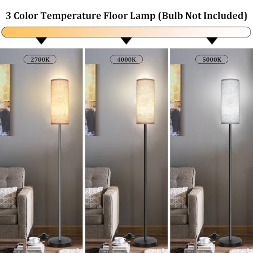PARTPHONER Beige Floor Lamp for Living Room & Bedroom - Minimalist Stand with Foot Switch