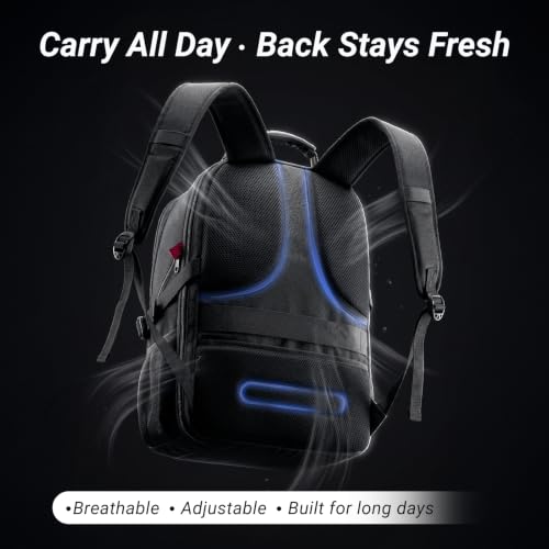 YOREPEK 17 Inch Large Laptop Backpack for Men, Heavy Duty Travel Bag, Black