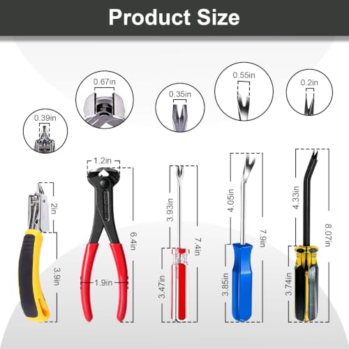 Meillyocean 5 Pcs Heavy Duty Upholstery Staple Remover Tool Set with Zip Bag