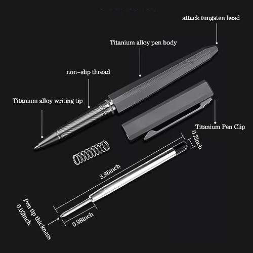 Titanium Ballpoint Pen, Multifunctional Pocket EDC Pen with Cap Luxury Pen, Office Business Signing Pen, Writing, Office, Business Unisex