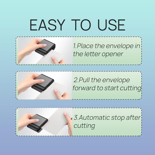 Rechargeable Electric Letter Opener - Automatic Envelope Cutter, Portable Mail Slitter, Black