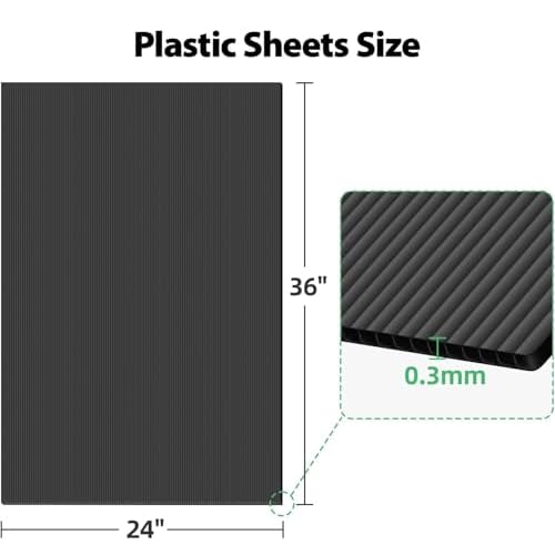 Plastic Sheets - 24" x 36" Plastic Poster Board 4 Pack, 4mm Coroplast Sheets, Blank Yard Signs for Lawn, Garage Sale, Real Estate, Open House, Black
