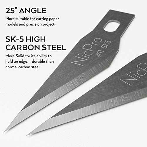 Nicpro 120 PCS Hobby Blades Set SK-5, Utility #11 Art Blades Refill Cutting Tool with Storage Case for Craft, Hobby, Scrapbooking, Stencil