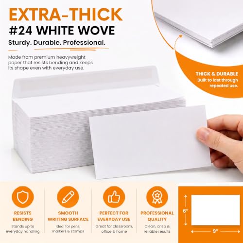 Reskid 6x9 Booklet Envelopes 500 Pack White Gummed Seal for Mailing & Storage