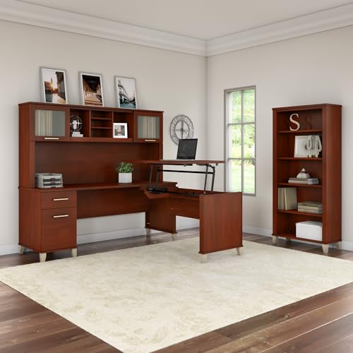 Bush Furniture Somerset 42W 3 Position Sit to Stand Return in Hansen Cherry
