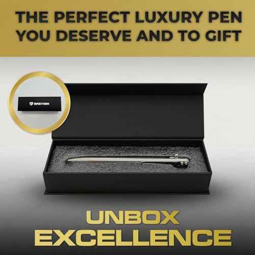 BASTION¢ç Luxury Slim Bolt Action Pen, Durable EDC Pen with Fine Tip, Professional Ballpoint Pen for School and Work - Stainless