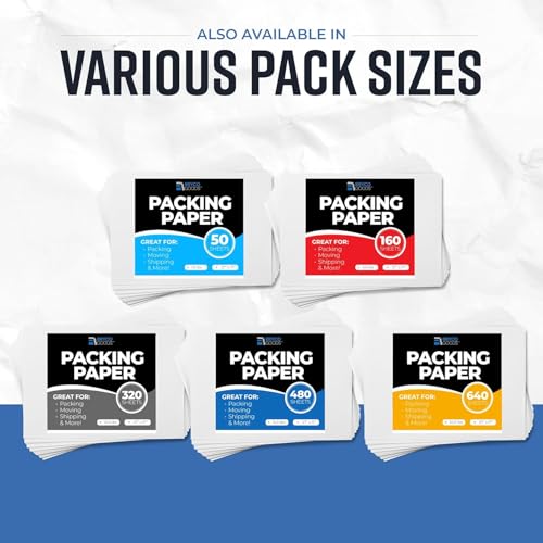 Bryco Goods Newsprint Packing Paper Sheets for Moving 27"x17" 320 Sheets - USA Made, Wrapping & Protecting Fragile Items