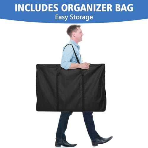 Nisorpa Trade Show Presentation Board, Aluminum Trifold Poster Board 70.8 x 35.4 Inch Display Board with Storage Bag, 3+1 Table Top Folding Panel - Blue