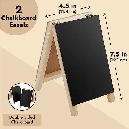 Juvale Mini Chalkboard Easel Signs - 2-Pack, Black, 4.5 x 7.5 in - Tabletop Chalkboard Sign Stand, Double-Sided Display for Wedding, Restaurant Menu & Catering Event Decor