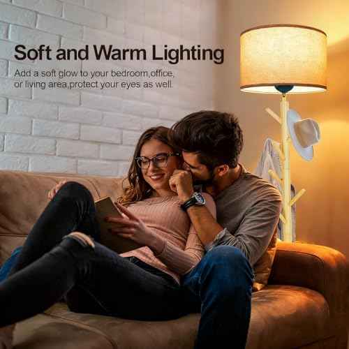 Floor Lamp Standing Lamp with Coat Rack for Living Room, 78.8" Modern Tall Lamp with 8 Hooks Clothes Rack, Dimmable Floor Lamps for Bedroom, Entryway, Corner