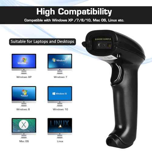 WoneNice Wireless Barcode Scanner, 2D QR Handheld Scanner for iOS Mac Windows, Plug and Play USB Cordless 1D Barcode Reader for Retail Store Warehouse Inventory