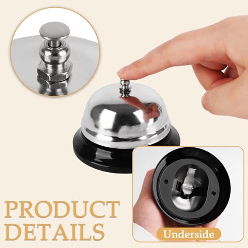 Call Bell Set - 2 Metal Service Bells for Hotels, Restaurants, Schools, and Pet Training, 3.35 Inch Diameter