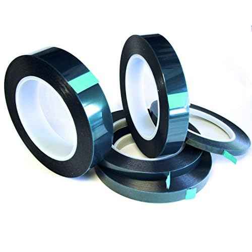 5 Roll High Temp Masking Tape Kit for Powder Coating, Painting, Hydrodip, Sublimation - Green Polyester 1/4", 3/8", 1/2", 3/4" & 1"