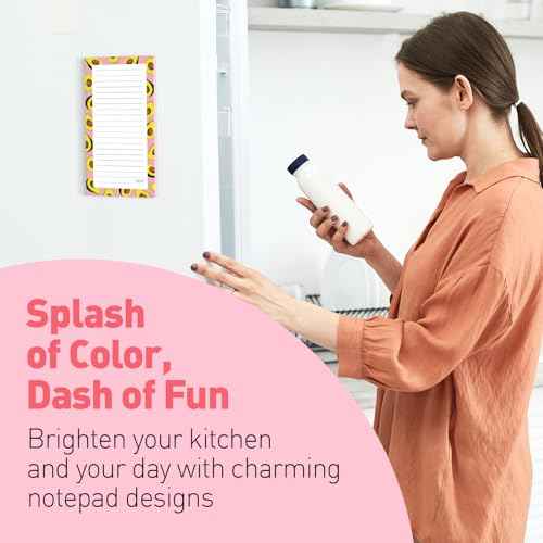 S&O Magnetic sheets for Refrigerator 4 Pack - Fun Fruity planner notes for Fridge Sets - Magnetic registry journals for cooler, sticky Notepads for freezer - 3.5¡± x 7¡±, 45 Pages