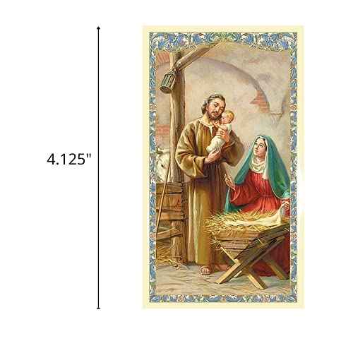 Needzo Bulk Nativity Christmas Prayer Card, Religious Holiday Catholic Blessing Cards with Holy Family, 100 Pack, 4.125 Inches