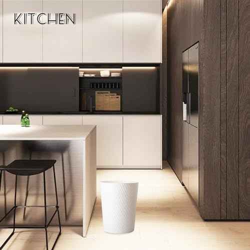 UUJOLY Small Trash Can Wastebasket Garbage Can Container Bins for Bathrooms, Laundry Room, Kitchens, Offices, Kids Rooms, Dorms (White)