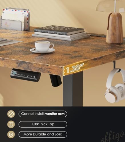 OffiGo 71-Inch Rustic Brown Electric Standing Desk with Memory Presets