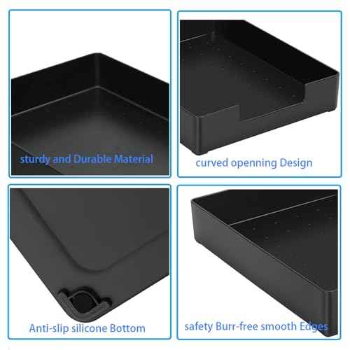 Letter-Size Tray, 2PCS Desk Drawer Organizer, A4 Plastic Paper Tray, Stackable Plastic Paper Holder File Organizer for Office, School, Home Storage (2X Black)