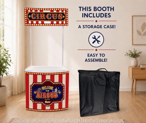 Circus Carnival Booth Stand for Parties - Plastic Display Stand with Storage