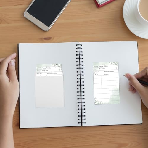 120 pcs Self-Adhesive Library Card Pockets & Due Date Paper Set - BLSUREFYX