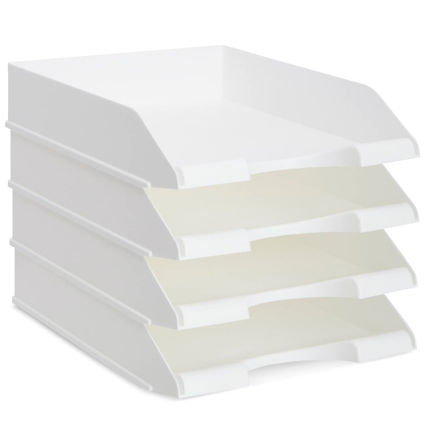 Stockroom Plus Rectangular Letter Trays - Paper Trays for Classroom - Desktop Paper Organizer & File Holder - Document Organizer for Desk Storage - Pack of 4, White, 10 x 13.5 x 2.5 in