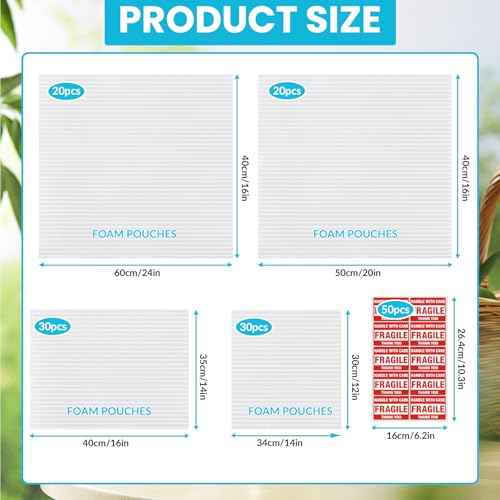 AOBOPLE 100 Pack Foam Pouches,4 Size(16" x 24",16" x 20",14" x 16",14" x 12")Large Moving Supplies for Packing Artwork Picture Frame,Packaging Supplies Protect Photo Frame,Canvas Artwork,Large Dishes