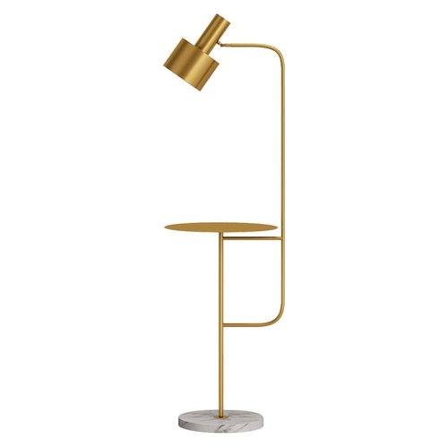 Hsyile Lighting KU300217 Contemporary Modern Creative Floor Lamp with a Table,Suitable for Living Room,Den,Office,Bedroom - E26 Base - Brushed Brass Finish