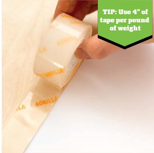Gorilla Invisible Mounting Tape - Clear Double-Sided Adhesive, Holds 15 lbs, Indoor/Outdoor, 1" x 150"