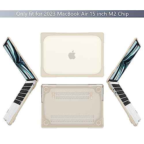 Batianda for New MacBook Air 15 inch Case 2025 M4 2024 A3114 (M3) A2941 (M2) 2023,Heavy Duty Shockproof Protective Hard Shell with Fold Kickstand & Keyboard Cover for Enhanced Durability, Khaki