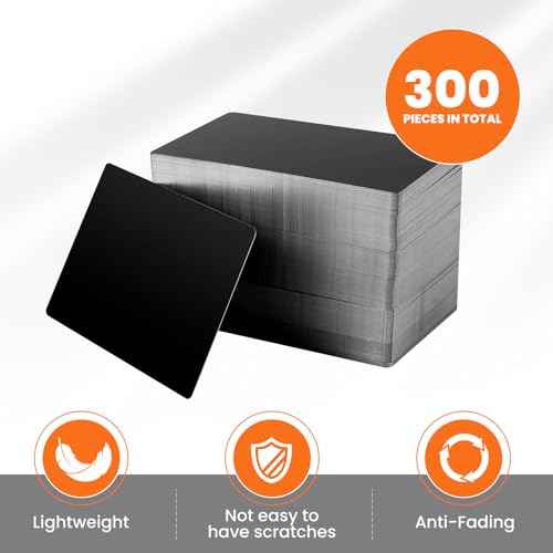 Dofiki 300 PCS Black Aluminium Business Card Stock for Laser Engraver, 85 x 55 mm, 0.42 mm Thickness