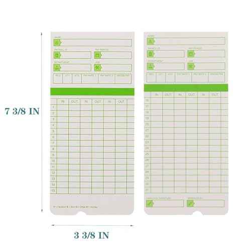 500PCS Time Cards for Employees, 2-Sided, Monthly Time Cards for HN3000, 3 3/8" x 7 3/8", Green