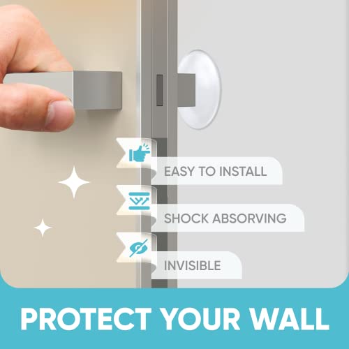 Strongest Home Wall & Door Handle Stopper 2" Set. 6 Pieces of Clear Rubber Door Knob, Round Wall Shield Cushion, Quiet Wall Protector for Door Handle, Guard Door Bumper Silencer Self - Adhesive