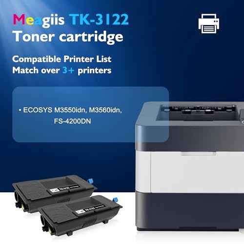 Compatible TK-3122 TK3122 Black Toner Cartridge 2-Pack Replacement for Kyocera TK3122 Toner Compatible for ECOSYS M3550idn M3560idn FS-4200DN Printer (21,500 Pages Yield)