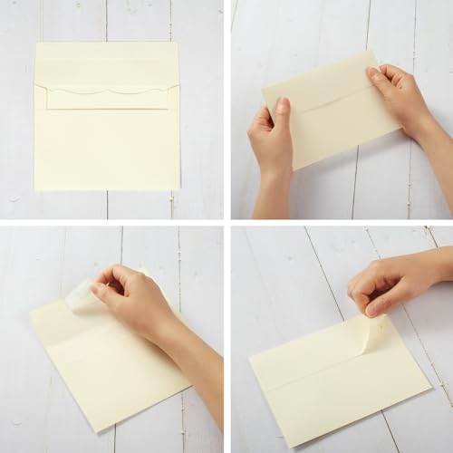 Toperd Cream A4 Envelopes with 4x6 Cards - 100 Pack Invitation Supplies