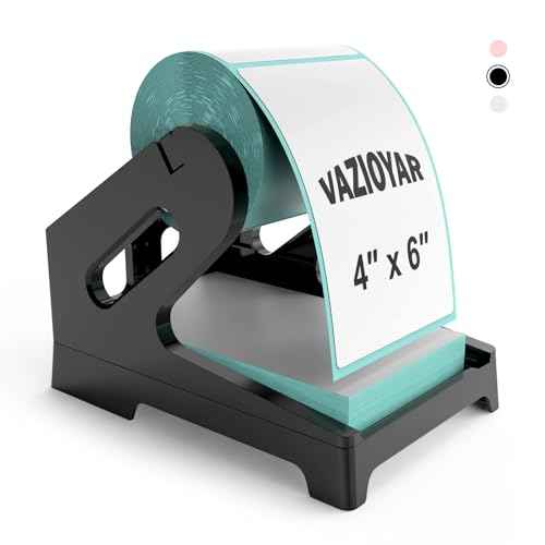 Thermal Label Holder for Rolls and Fan-Fold Labels, Sticker Roll Holder Work with Desktop Label Printer, Label Stand Shipping Supplies for Home Office(Black)