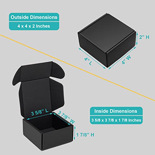 Mcfleet 4x4x2 Inch Black Shipping Boxes 24 Pack - Corrugated Cardboard