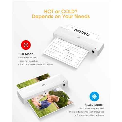 Crenova 13 Inch A3 Laminator Machine,Hot and Cold Settings,with Laminating Sheets Pouches,Paper Trimmer, for Home Office School