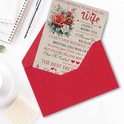 Happy Birthday To My Darling Wife,Funny Wife Birthday Card from Husband,Women Gift Ideas Decoration for Women,Bday Cards for Her With Love