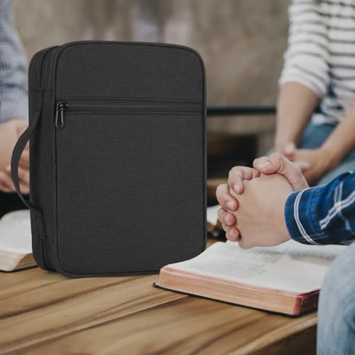 GERMUN Bible Cover with Handle - Black Protective Book Case for Medium Bibles