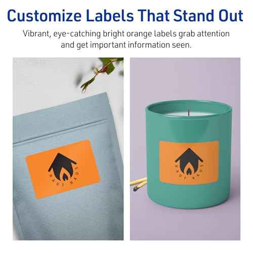 Avery Printable Rectangle Labels, Sure Feed Technology, 2" x 4", Bright Orange Labels, Laser/Inkjet Printable, 400 Total, Great for Mailing and Candles