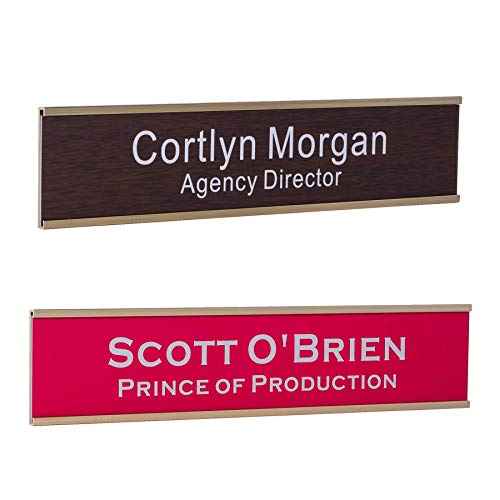 Personalized Office Engraved Name Plate With Wall or Desk Holder 2"x10"