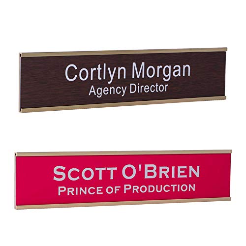 Custom Engraved Name Plate 2x10 Inches with Aluminum Holder for Office Desk or Wall