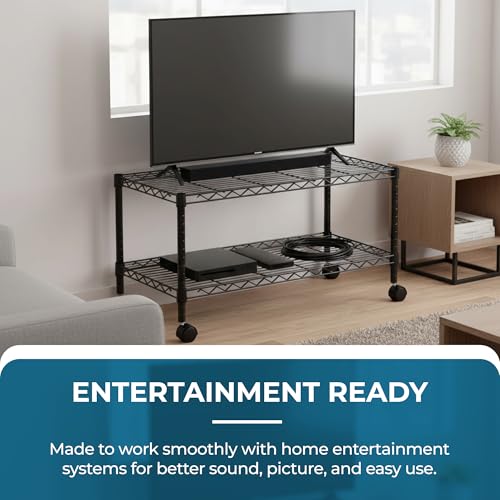 Honey-Can-Do Honey Can Do 2-Tier Media Cart CRT-03937 Black 18 x 36