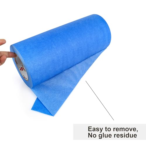 BOMEI PACK Wide Blue Painters Tape 12 Inches x 60 Yards, 3D Tape, 3D Printing Tape for Laser Cutting, 21-Day Clean Removal Wide Masking Tape