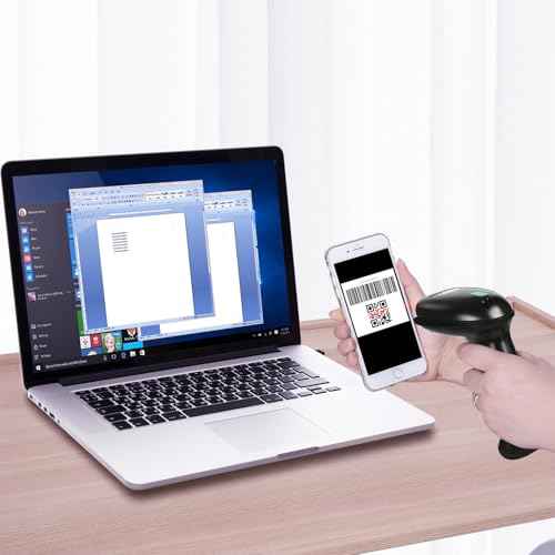 WoneNice Wireless Barcode Scanner, 2D QR Handheld Scanner for iOS Mac Windows, Plug and Play USB Cordless 1D Barcode Reader for Retail Store Warehouse Inventory