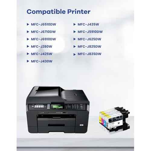 LC75 Ink Cartridges Set High-Yield LC75XL LC75BK LC75C LC75M LC75Y Replacement for Brother LC75 LC71 LC79 XL Ink for MFC-J6510DW MFC-J6710DW MFC-J6910DW MFC-J280W MFC-J425W Printer Ink 4-Pack