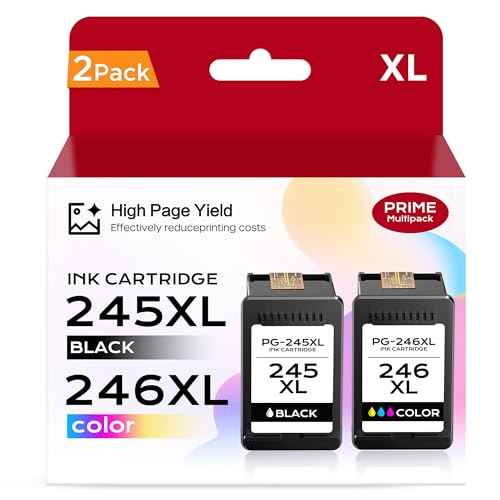 245XL 246XL Ink Cartridges 2 Pack Compatible with Canon Ink 245 and 246 Replacement for Canon PG-245XL CL-246XL PIXMA MG2522 MG2500 TR4520 TS3120 TS3122 Printer (1Black, Tri-Color)