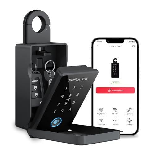 Populife US Version Smart Fingerprint Key Lock Box with Code – Remote App, Bluetooth & NFC